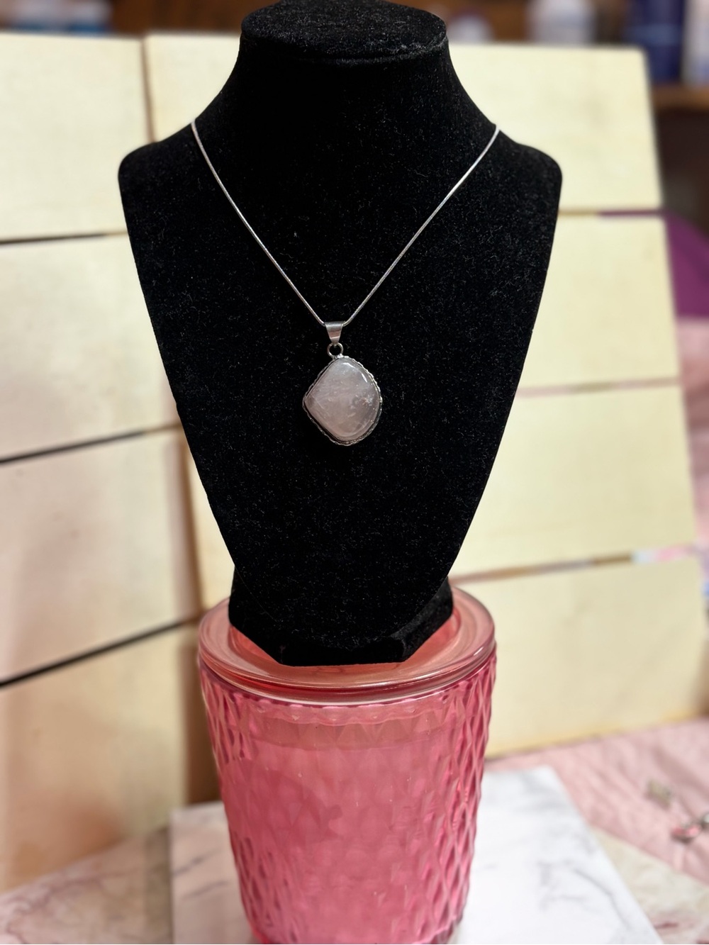 Sterling Silver Rose Quartz Pendant Necklace - Elegant Women's Jewelry
